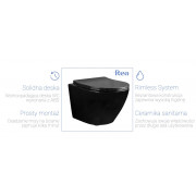 Унітаз Rea Carlo Mini Rimless Flat Чорний REA-C8936